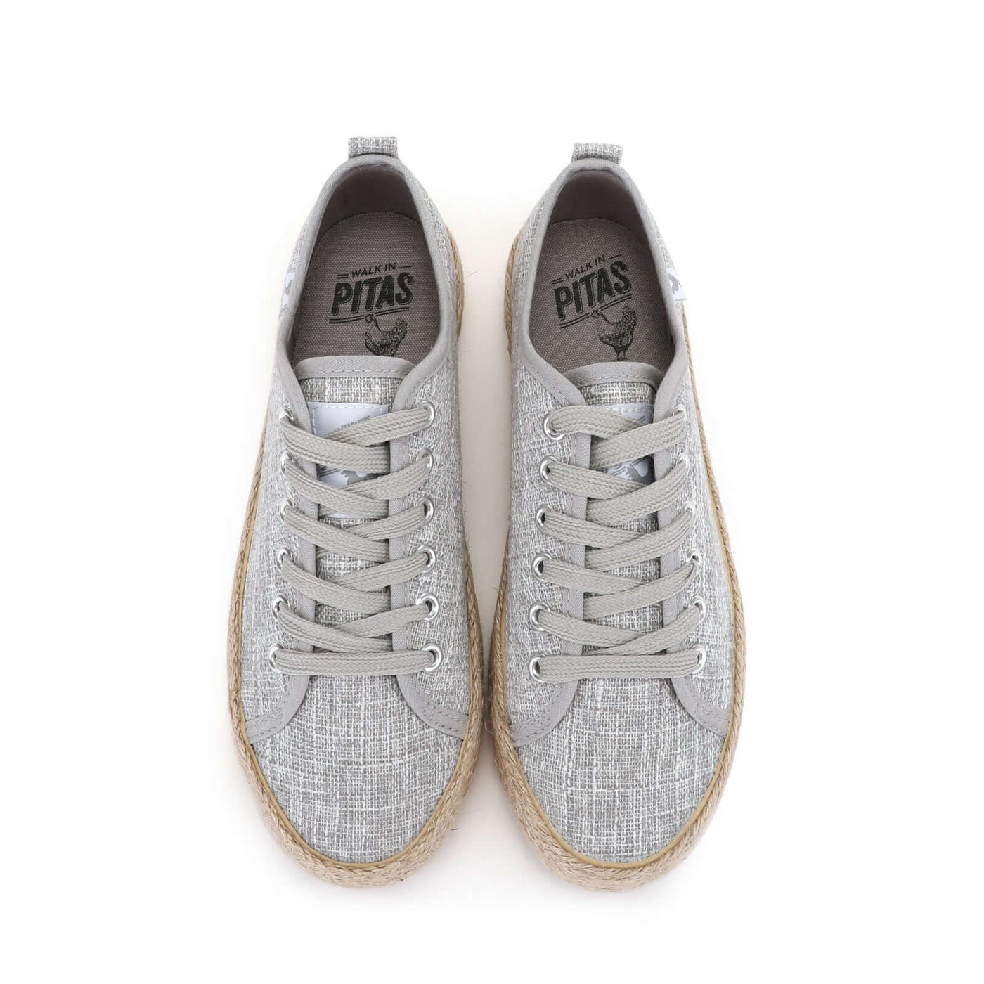 Pitas linen lace-up espadrille sneakers with jute platform and rubber sole, featuring Mediterranean summer style.