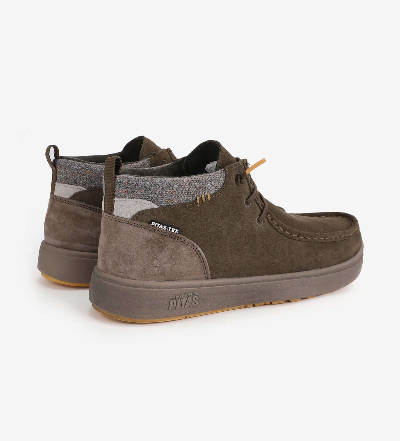 Baikal Boots by Pitas, waterproof mid-top moccasin with Pitas-Tex system, high-grip sole, in stylish brown suede for wider feet.