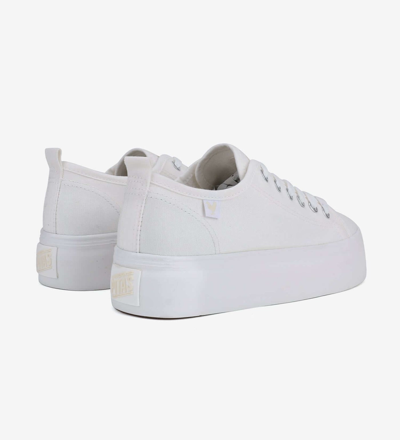 White Pitas Classic Platform Sneakers with natural rubber sole and washed canvas upper, designed for Mediterranean style.