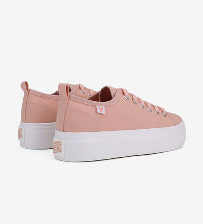 Pink Pitas Classic Platform Sneakers with 4cm rubber sole and washed canvas upper, designed for a Mediterranean style.