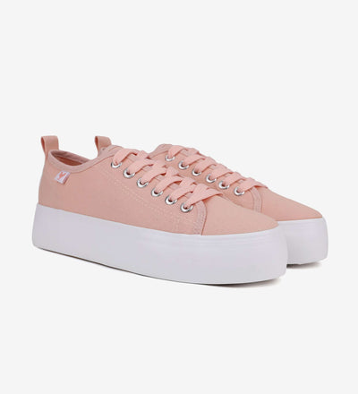 Pink Pitas Classic Platform Sneakers with 4cm natural rubber sole and washed canvas upper.