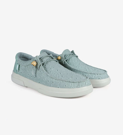 Kila Ultralight Wallys in light blue with adjustable elastic laces, cotton upper, and shock absorbent EVA sole for summer comfort.