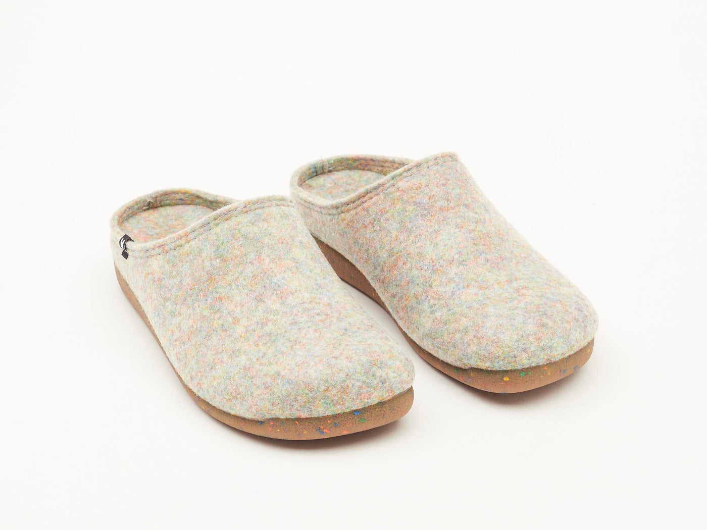 Koti soft eco felt mule slippers, rubber soles