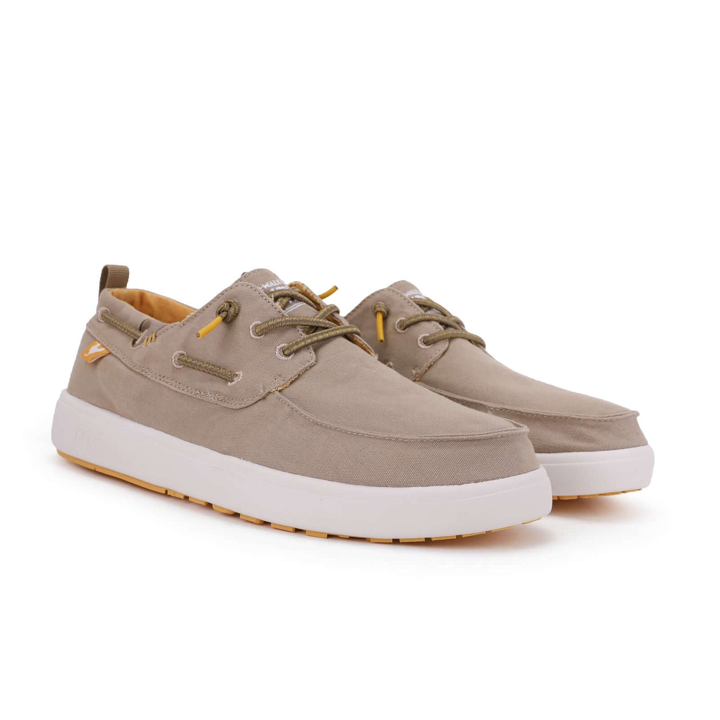 Beige Maui Hi-Grip Boat Shoes with ultralight design, elastic laces, and hi-grip rubber outsole for superior traction and comfort.