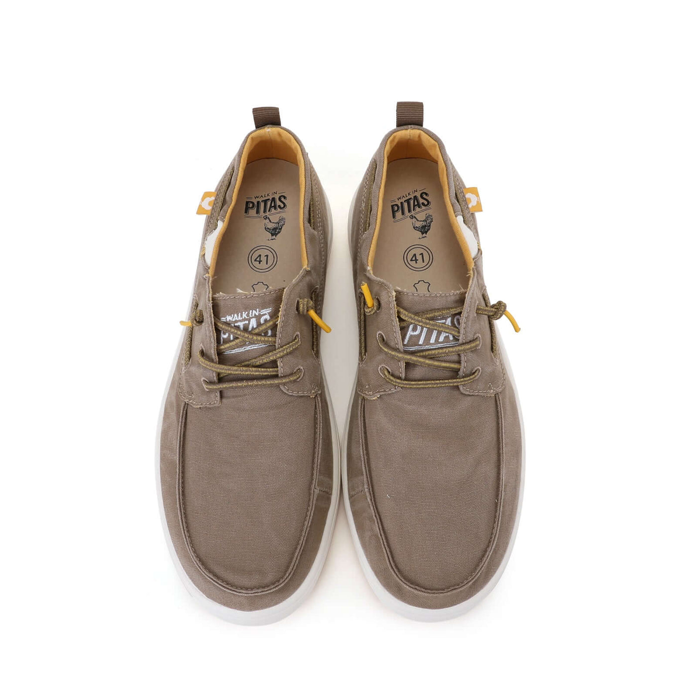 "Maui Hi-Grip Boat Shoes with easy-on elastic laces, cotton upper, and hi-grip rubber outsole for ultimate comfort and support."