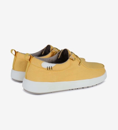 Yellow Biarritz Hi-Grip Wally shoes with easy-on elastic laces, cotton canvas upper, and high-grip rubber outsole.