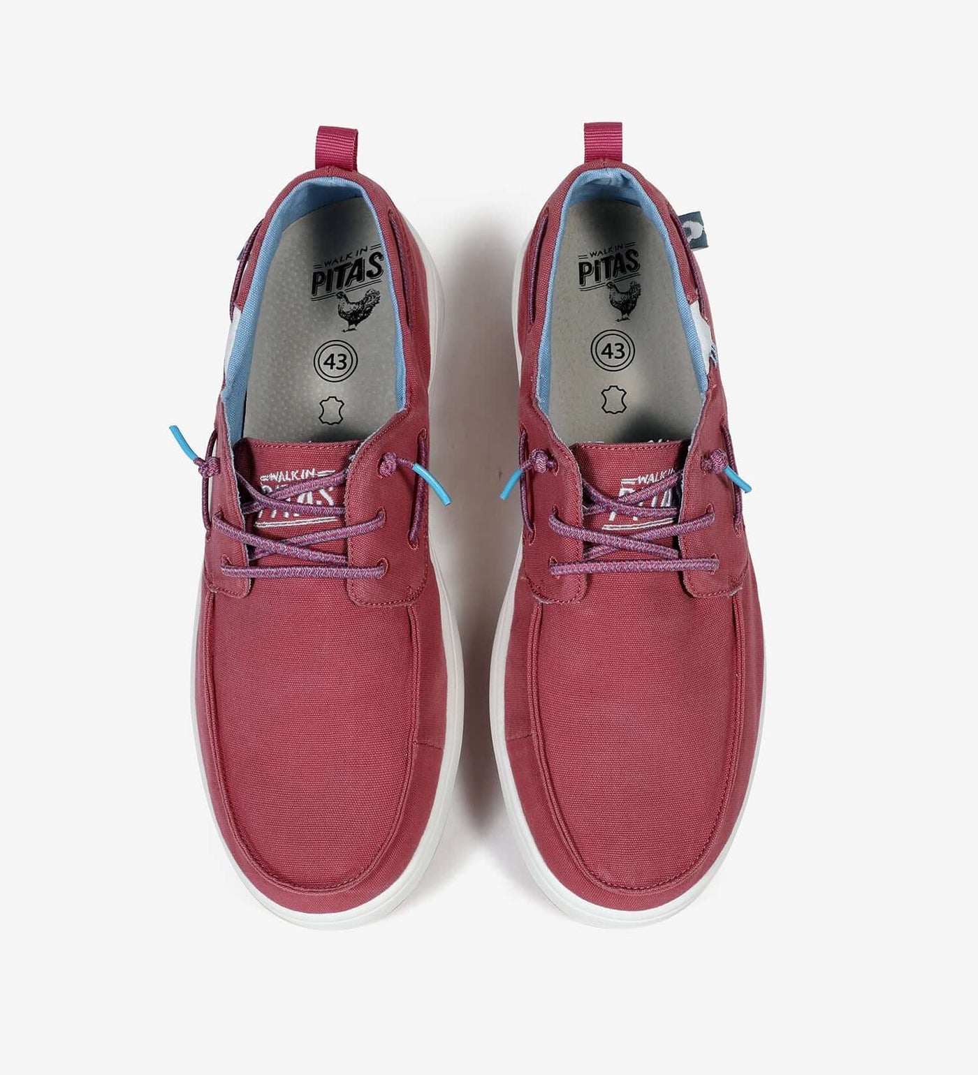 Maui Hi-Grip Boat Shoes in maroon with elastic laces, hi-grip rubber outsole, cotton upper, and Pitas Comfort insole for support.