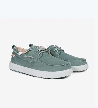 Maui Hi-Grip Boat Shoes with easy-on elastic laces and ultralight EVA sole in green, ideal for boating and casual wear.