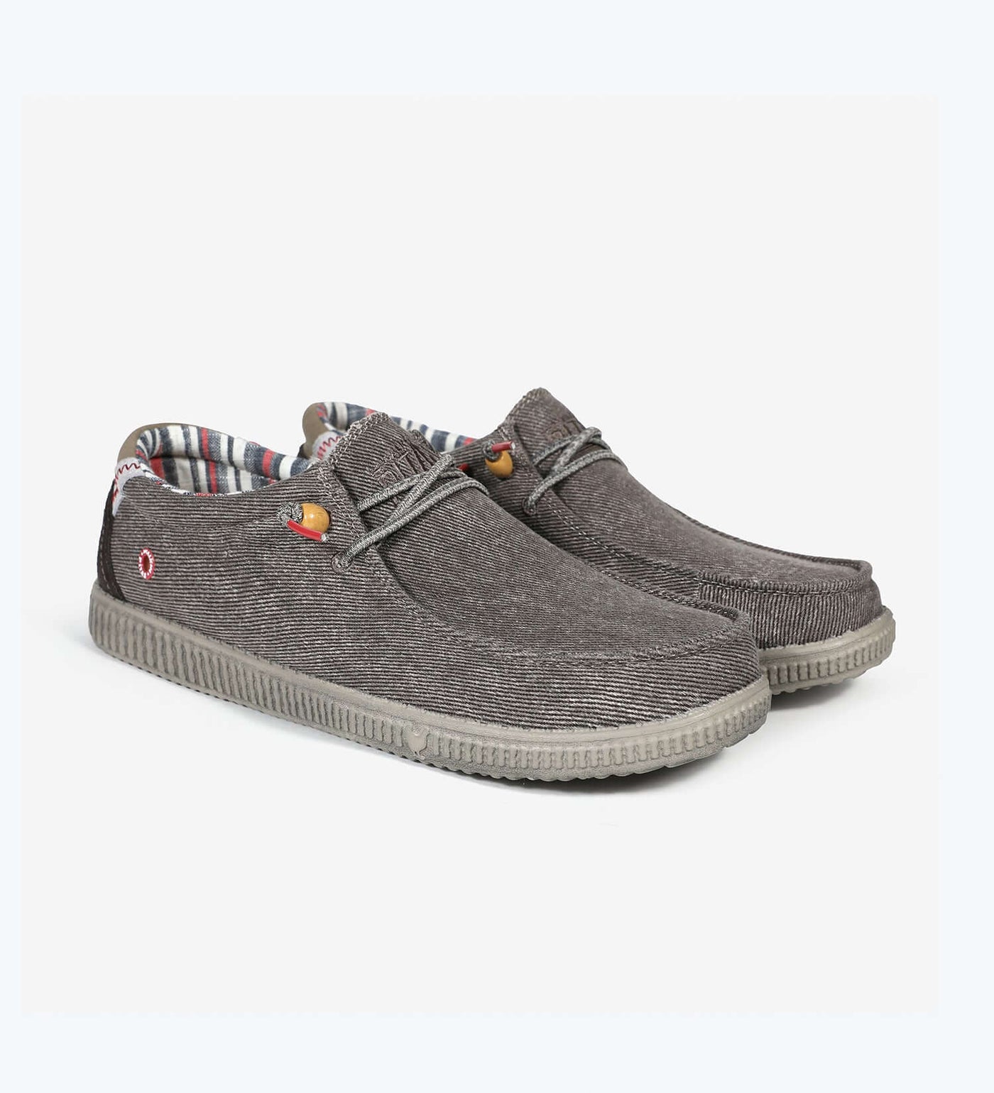 WP150 Rustic Ultralight Wally with rustic weave cotton uppers and stripey lining by Walk In Pitas, featuring durable EVA sole.