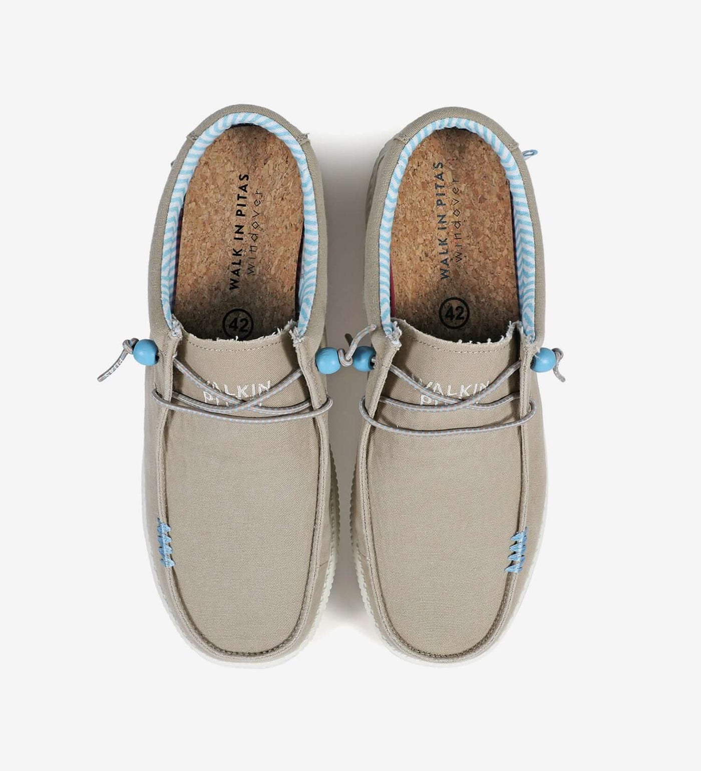 WP150 Ultralight Canvas Windover Wally shoes with elastic laces and tribal design lining, top view.