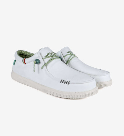 WP150 Ultralight Canvas Windover Wally shoes with elastic laces and tribal design lining on a white background.