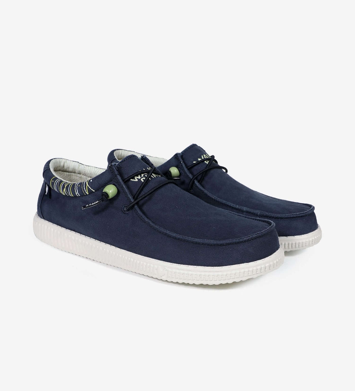 WP150 Ultralight Canvas Windover Wally shoes in navy with elastic laces and tribal design lining.