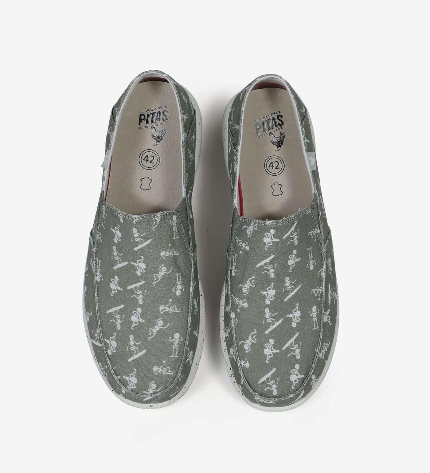 Bones Ultralight Loafers with skeleton print, slip-on style with kick-down heels, non-slip outsoles, and EVA sole for comfort.