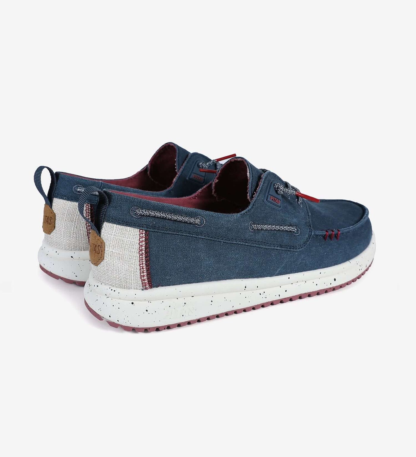 Byron Ultralight Boat Shoes in blue with elastic laces, cotton canvas upper, and shock absorbent EVA sole for comfort and grip.