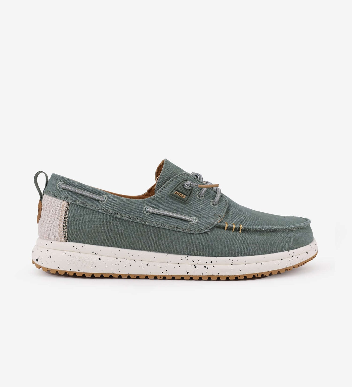 Byron Ultralight Boat Shoes in green with elastic laces, cotton canvas upper, and EVA sole. Perfect for easy slip-on comfort.