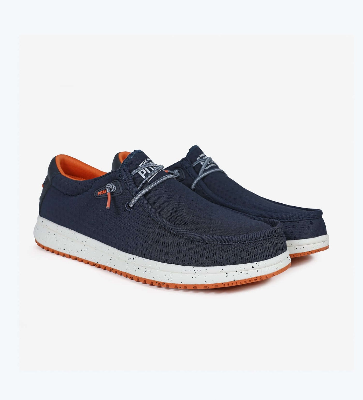 Hive Ultralight Wally navy boat shoes with elastic laces and breathable upper, featuring ultralight EVA sole and high-grip rubber outsole.