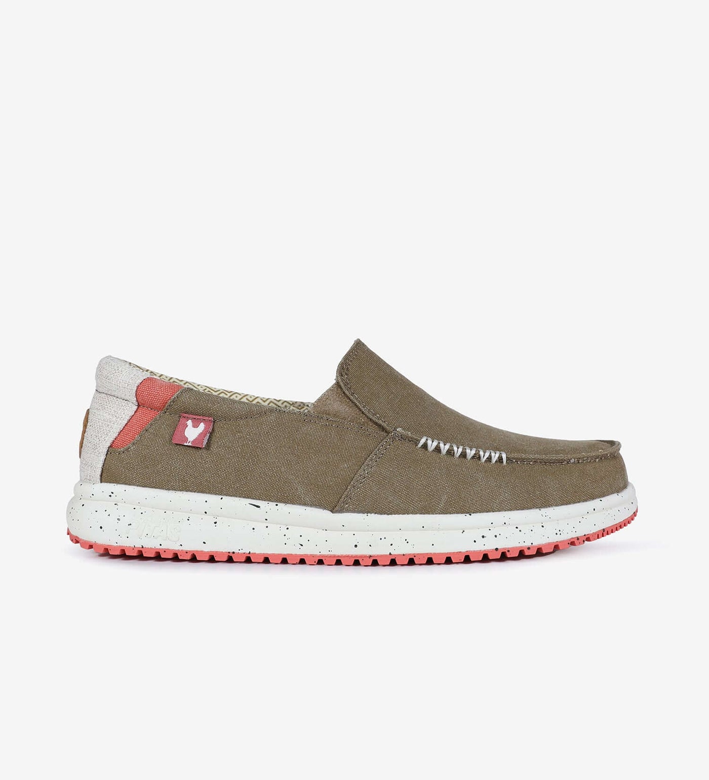 Intaki Ultralight Loafers featuring olive cotton upper, elasticated gussets, and hi-grip rubber outsole for comfortable summer wear.