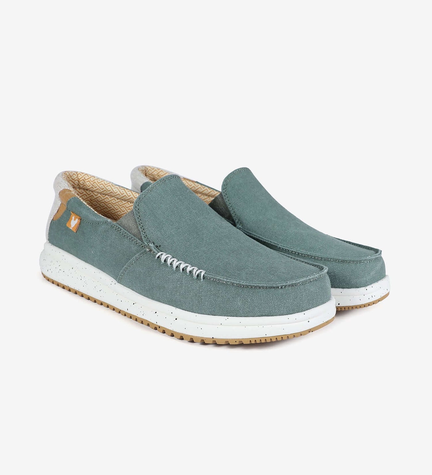 Intaki Ultralight Loafers - green slip-on shoes with elasticated gussets, heel pulls, and shock absorbent EVA sole for summer comfort.