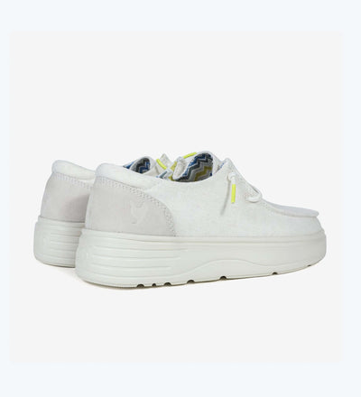 Recife Ultralight Platform Wallys in white with elastic laces and EVA sole, showcasing comfortable and breathable 100% cotton design.