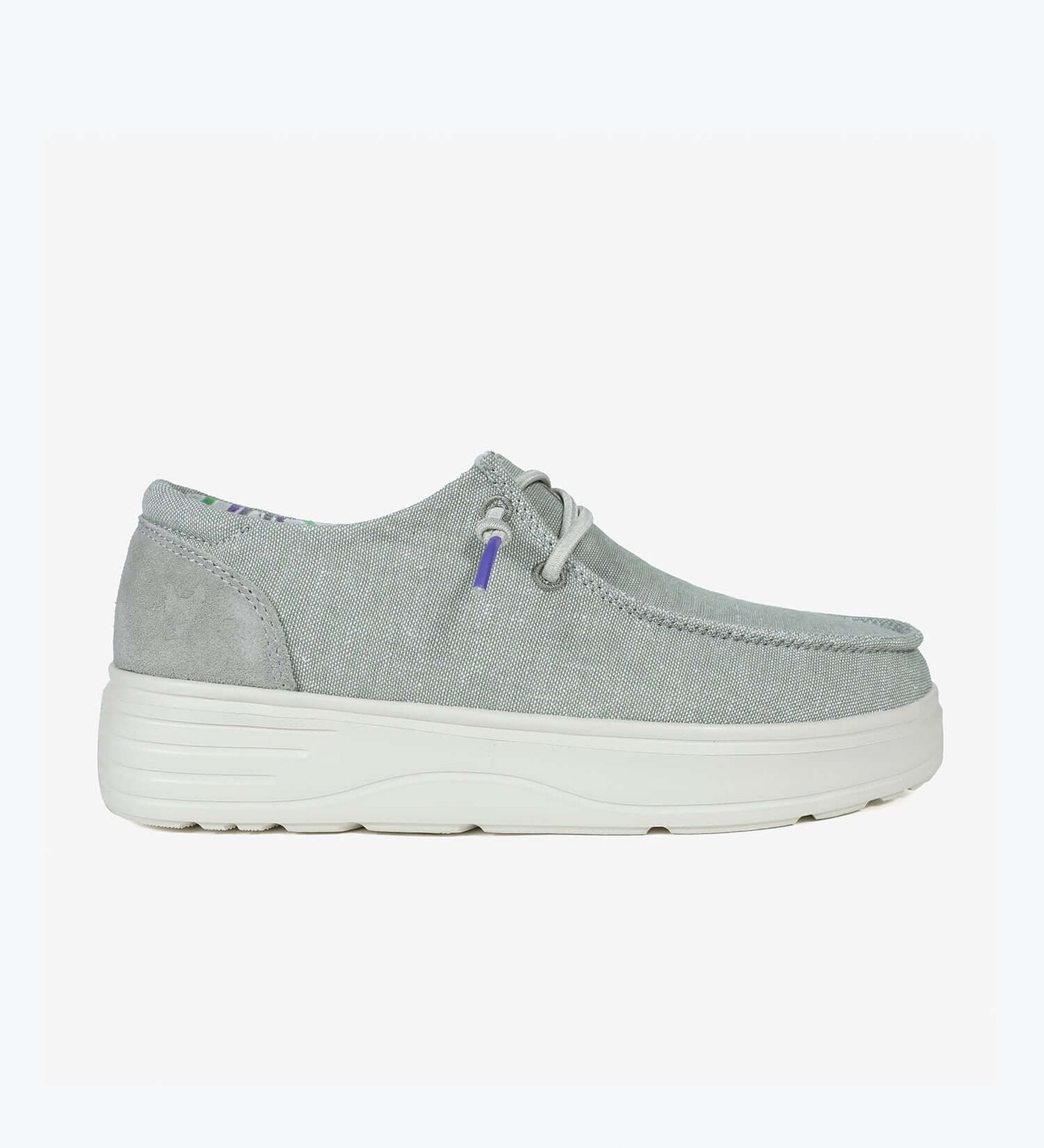 Recife Ultralight Platform Wallys with gray cotton upper, elastic laces, and 4cm EVA sole for summer comfort and style.