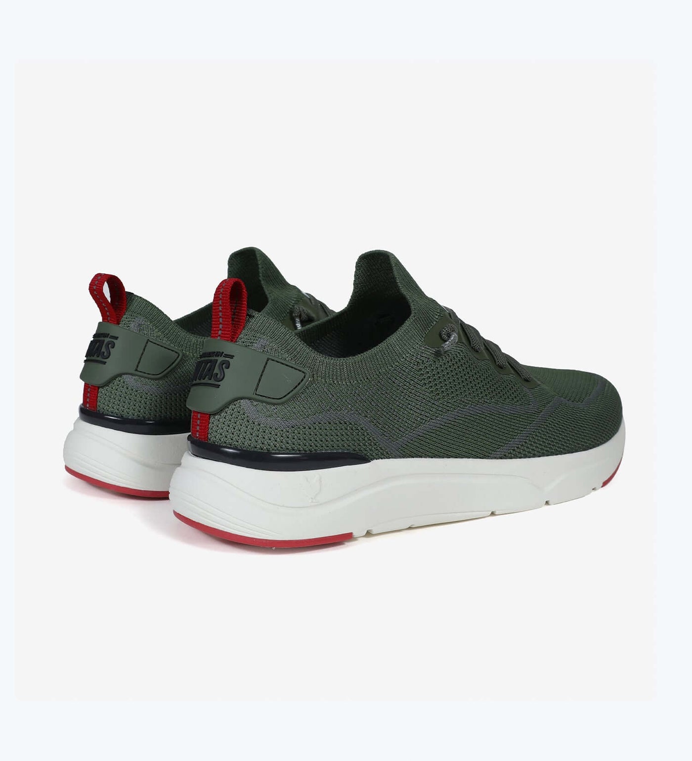 Green Cue Men’s Sneakers by Pitas with memory foam insole, elasticated no tie laces, ultralight EVA sole, and pull-on heel loops.