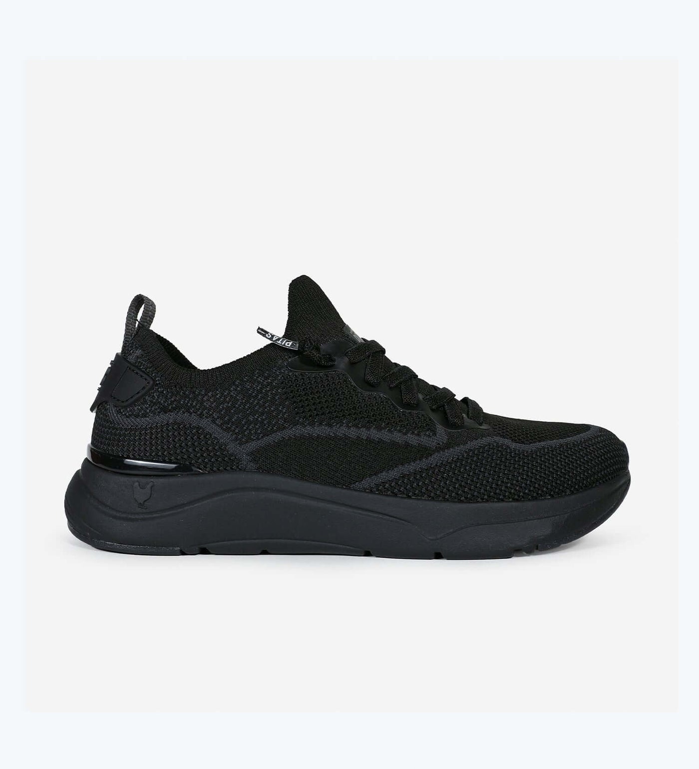 Cue Women's Sneakers by Pitas in black, featuring mesh upper and ultralight EVA sole, memory foam insole for comfort and style.