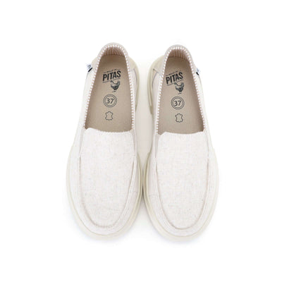 Jara Ultralight Slip-Ons in beige, featuring elasticated gussets and soft EVA sole, perfect for summer comfort and style.