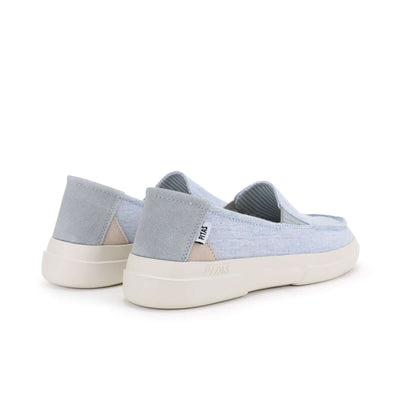 Light blue Jara Ultralight Slip-Ons with EVA sole, cotton upper, and elasticated gussets, perfect for summer comfort and style.