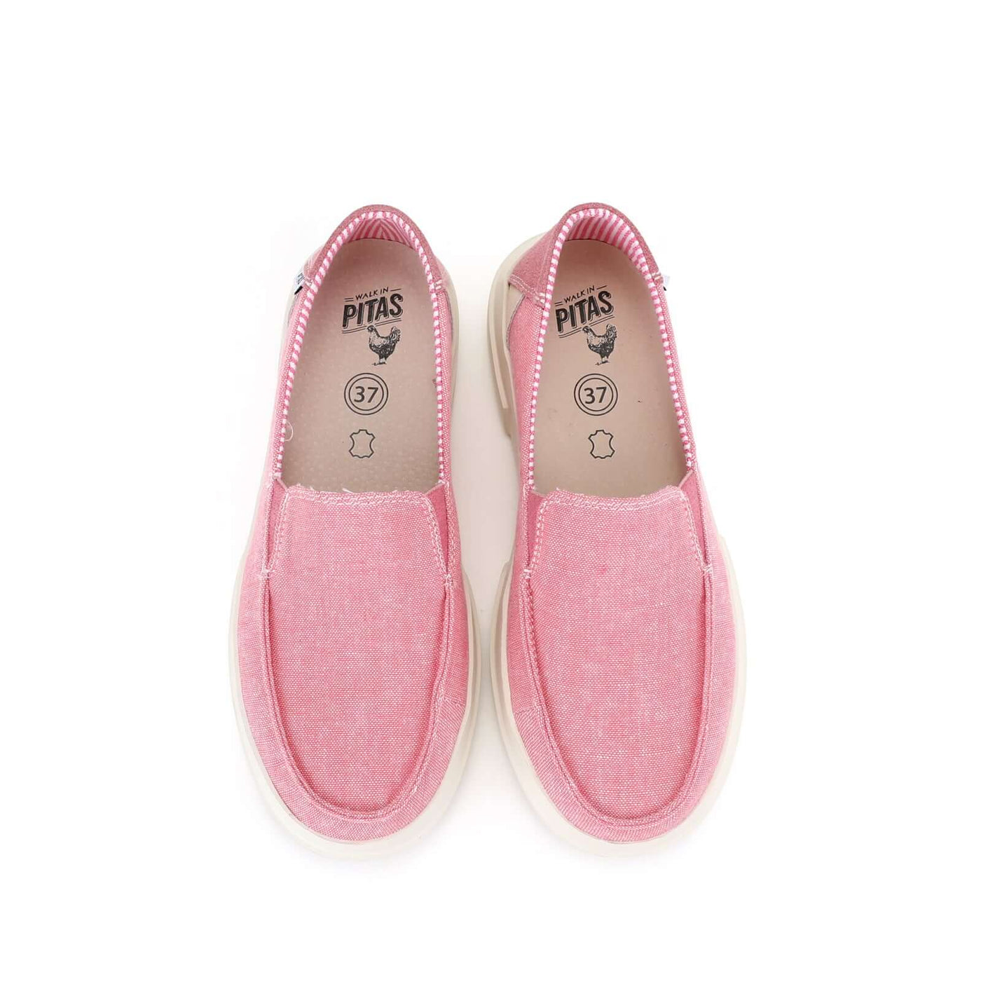 Pink Jara Ultralight Slip-Ons with cotton upper and EVA sole, featuring elastic gussets and Pitas Comfort insole for summer comfort.