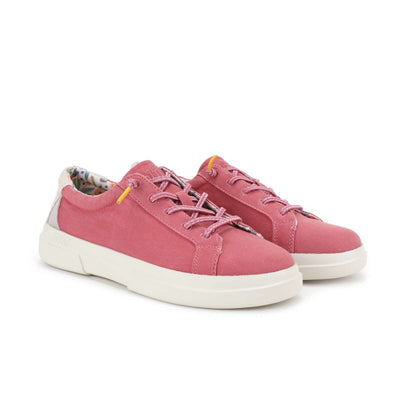 Pink Iris Ultralight Sneakers with easy-on elastic laces, 100% cotton upper, flowery lining, and shock absorbent EVA sole.