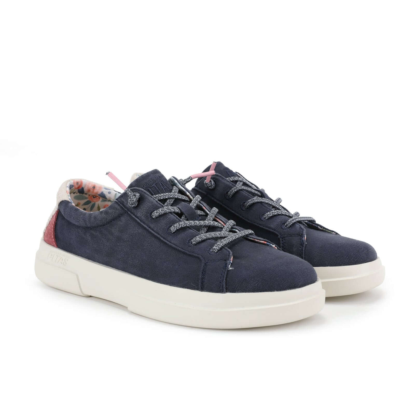 Navy Iris Ultralight Sneakers with elastic laces and floral lining, perfect for summer comfort and style.