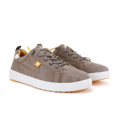 Malibu Hi-Grip Sneakers with elastic laces and ultralight shock absorbent sole in a stylish taupe color, perfect for comfort and grip.