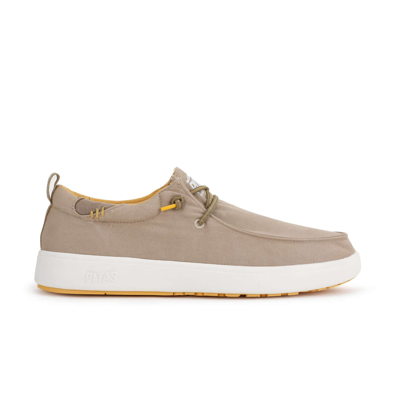 "Biarritz Hi-Grip Wally shoe with easy-on elastic laces, cotton canvas upper, and ultralight EVA sole."