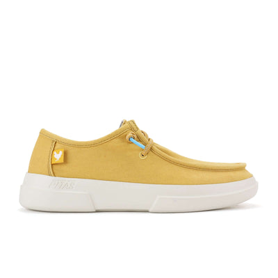 Dafne Ultralight Wally in yellow with elastic laces and white EVA sole for comfort and style; perfect lightweight summer shoe.