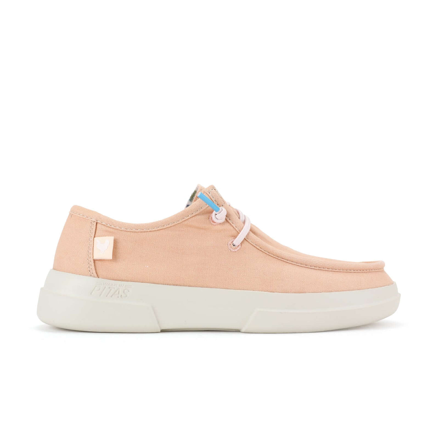 Dafne Ultralight Wally in peach with easy-on elastic laces, breathable cotton upper, and shock absorbent EVA sole for summer comfort.