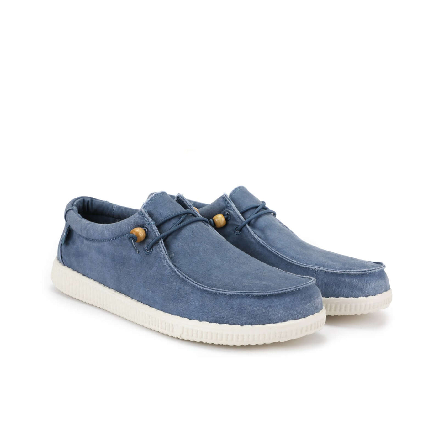 Blue WP150 Ultralight Canvas Wally shoes with double washed cotton upper and lightweight EVA sole for comfort and durability.