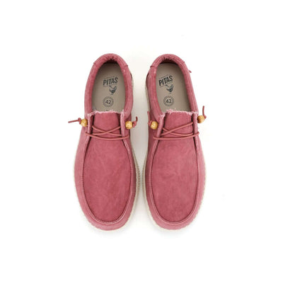 WP150 Ultralight Canvas Wally shoes by Walk In Pitas in pink, featuring durable EVA soles and relaxed fit design.