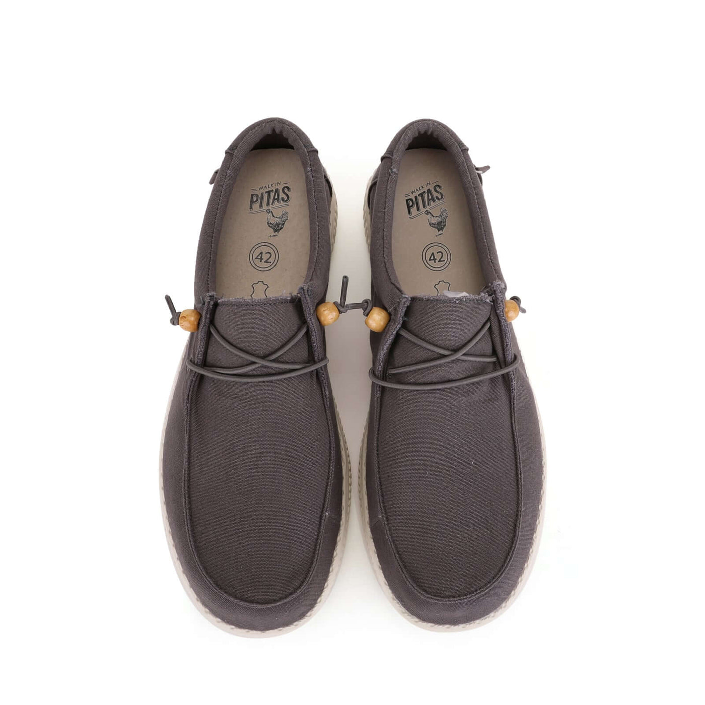 "WP150 Ultralight Canvas Wally by Walk In Pitas in dark color, featuring a soft cotton lining and lightweight EVA sole"