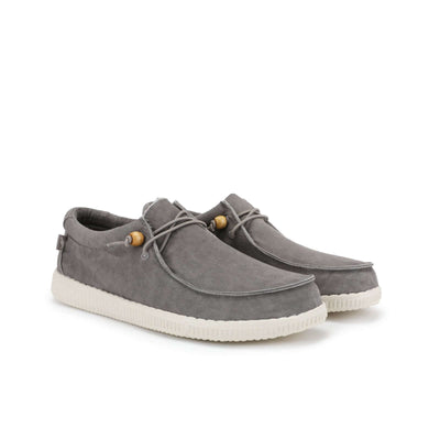 Gray WP150 Ultralight Canvas Wally shoes with EVA sole, featuring a relaxed fit and durable double washed canvas cotton upper.