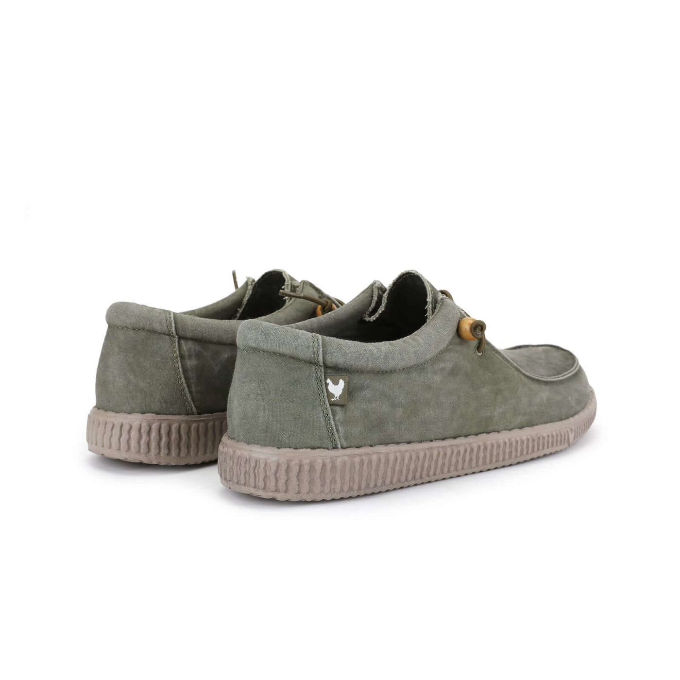 Green WP150 Ultralight Canvas Wally shoes with durable EVA sole by Walk In Pitas, showcasing a relaxed fit and double washed canvas design.