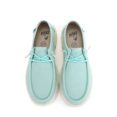 Dafne Ultralight Wally shoes in mint green with easy-on elastic laces and cotton upper, perfect for summer comfort and style.