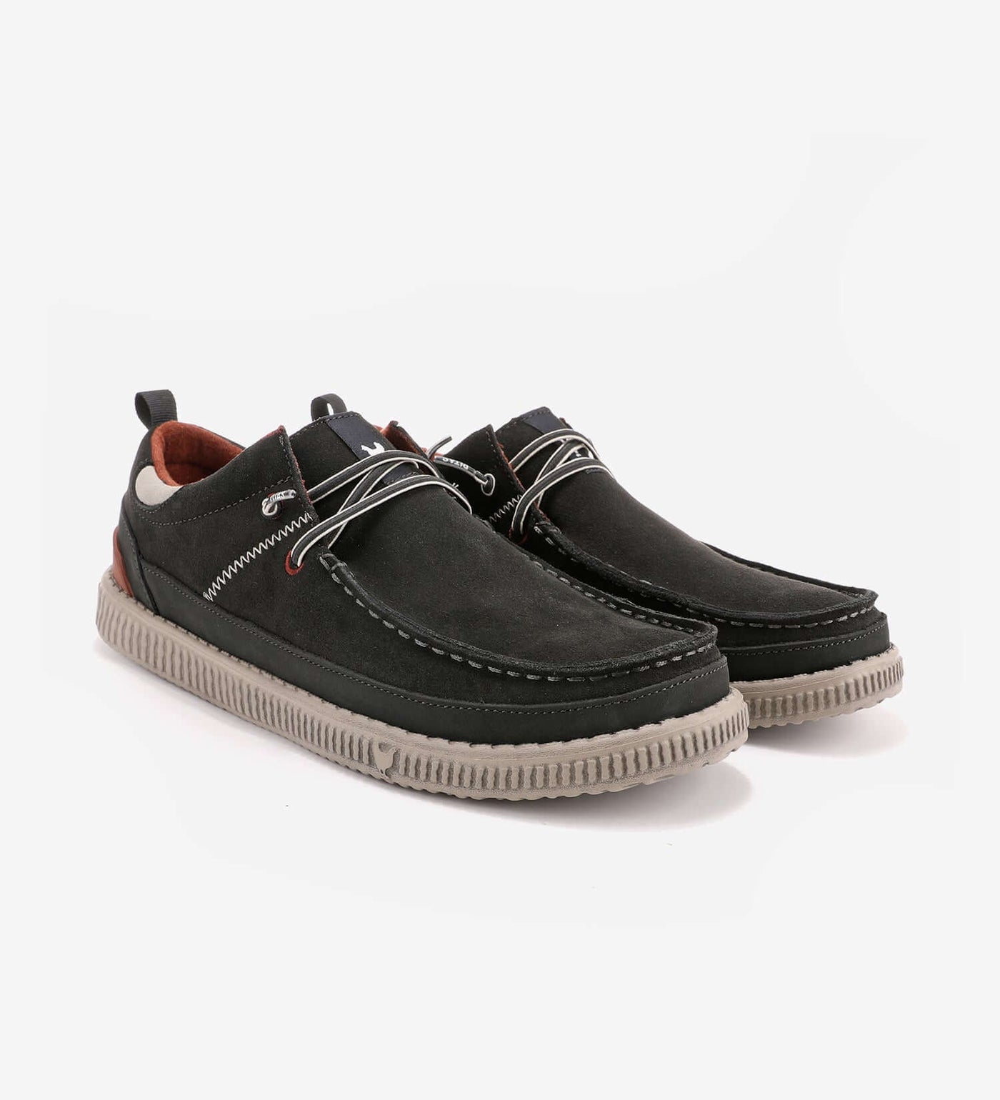 Durable Bruce by Pitas WP150 moc-toe shoe with water repellent suede, elastic laces, and ultralight soles.