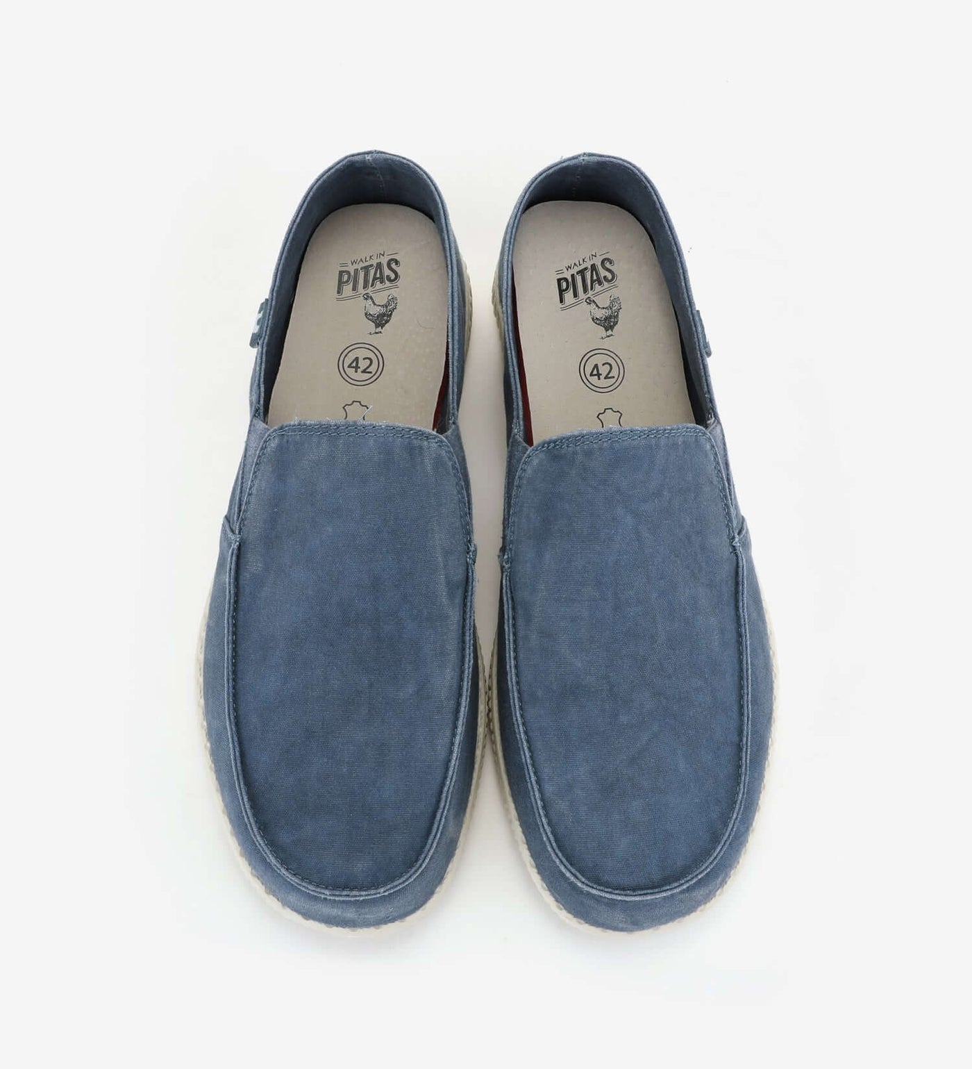 WP150 Ultralight Loafers in blue with cotton upper and EVA sole, size 42, showcasing Pitas detailing and design for summer comfort.