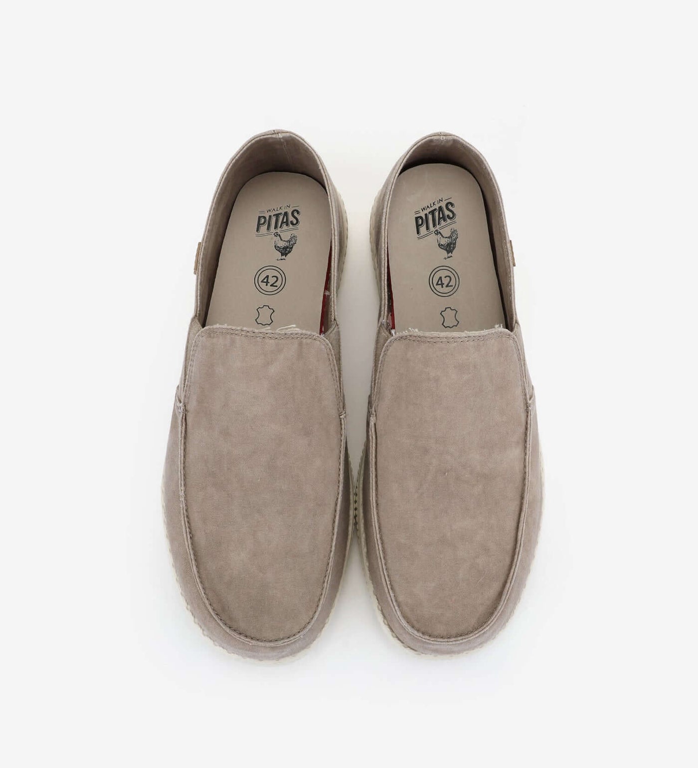 WP150 Ultralight Loafers with elastic gussets and supportive heel collar in beige, top view, perfect for a comfy summer lifestyle.