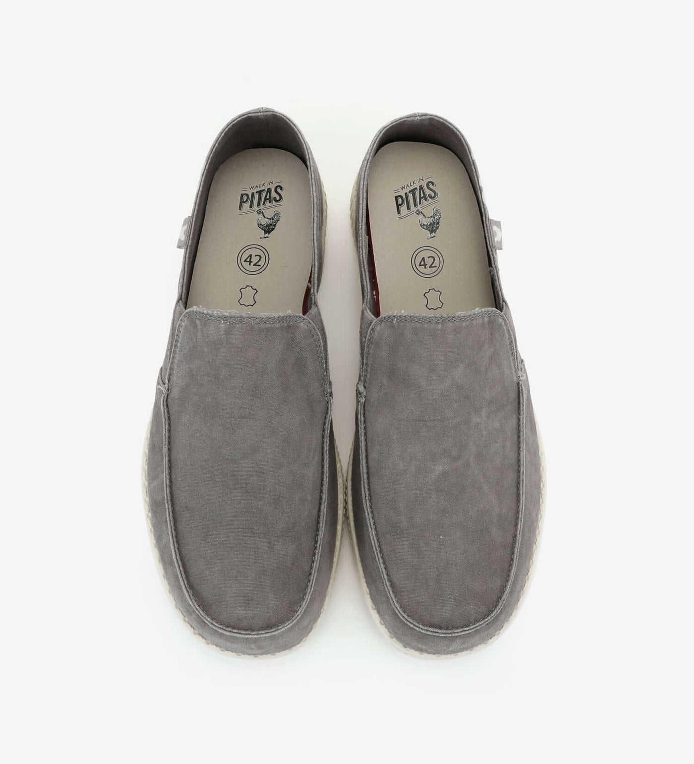 WP150 Ultralight Loafers in gray, featuring elastic gussets, cotton upper, and EVA sole for summer comfort and support.