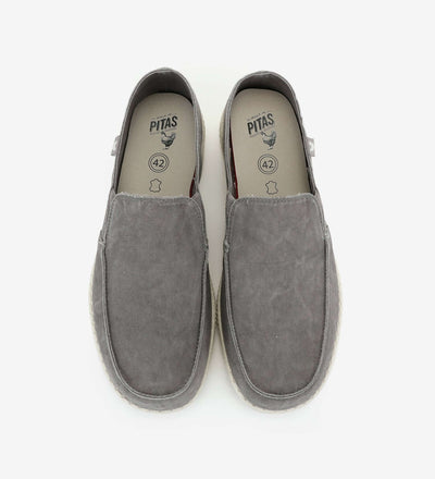 WP150 Ultralight Loafers in gray, featuring elastic gussets, cotton upper, and EVA sole for summer comfort and support.