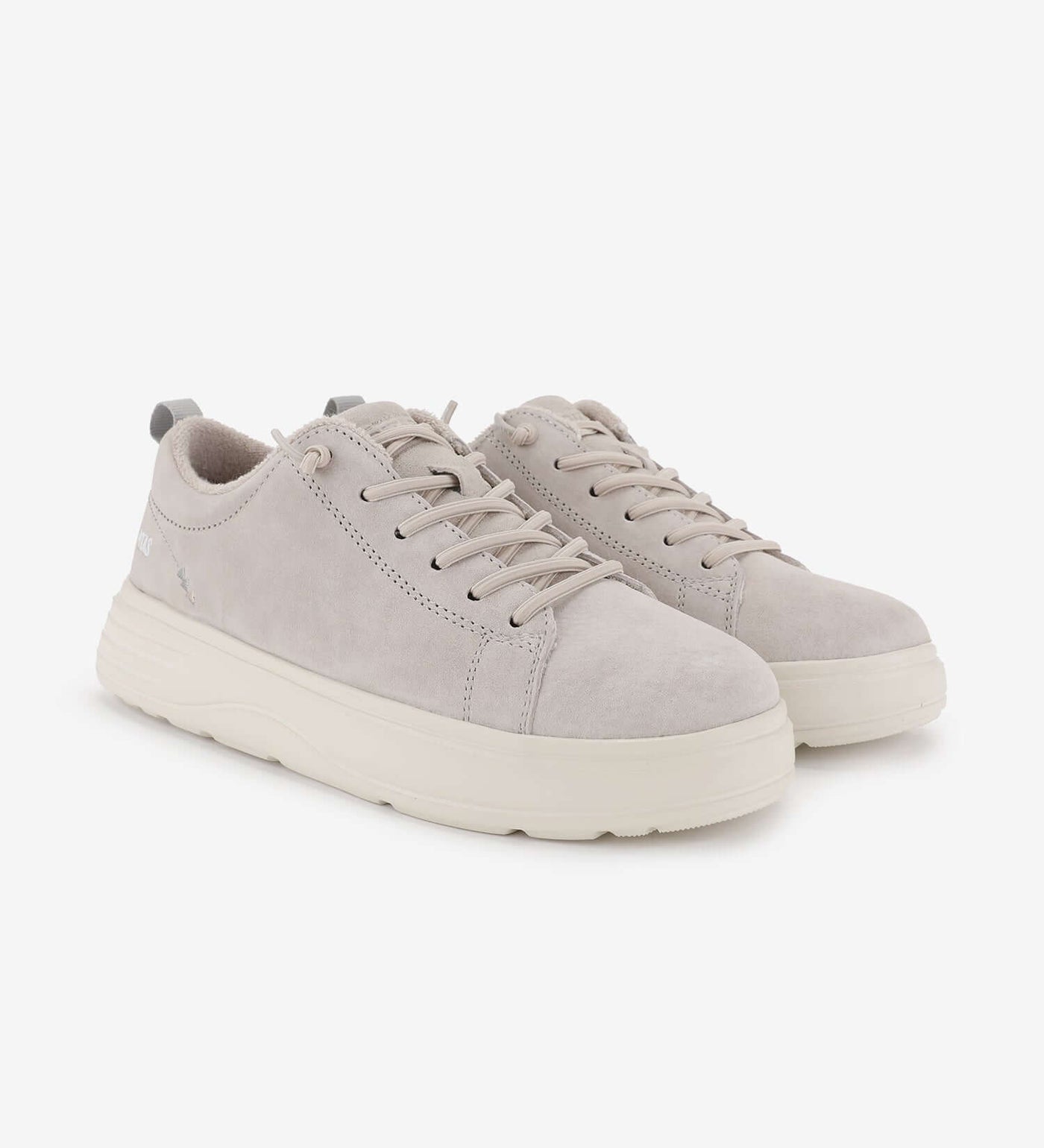 Yari Suede Sneakers by Pitas in light grey, featuring six lace eyelets and elastic laces, showcasing a water-repellent and breathable design.